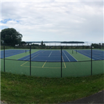 Eastern Prom tennis court on a cloudy day overlooking Casco Bay