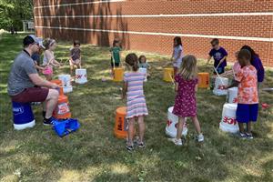 Campers playing drums