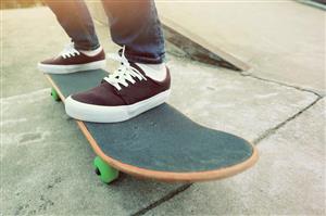 Skateboarder on ramp